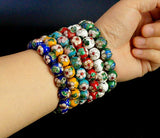Colorful Enamel Filigree Stretch Bracelet 12mm Beads Bangle