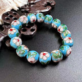 Colorful Enamel Filigree Stretch Bracelet 12mm Beads Bangle