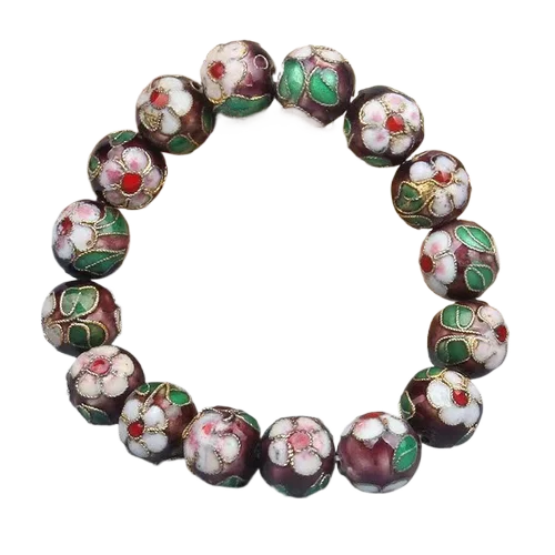 Colorful Enamel Filigree Stretch Bracelet 12mm Beads Bangle