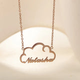 Custom Cloud Name Necklace Women Personalized Wave Nameplate Jewelry