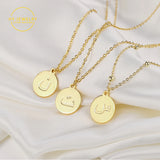 Arabic Letter Coin Necklace Vintage Choker Stainless Steel Personalise Nameplate
