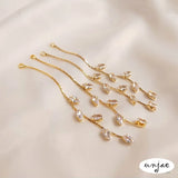 14K18K Golden Zircon Willow Leaf Tassel Stud Earrings DIY Accessories