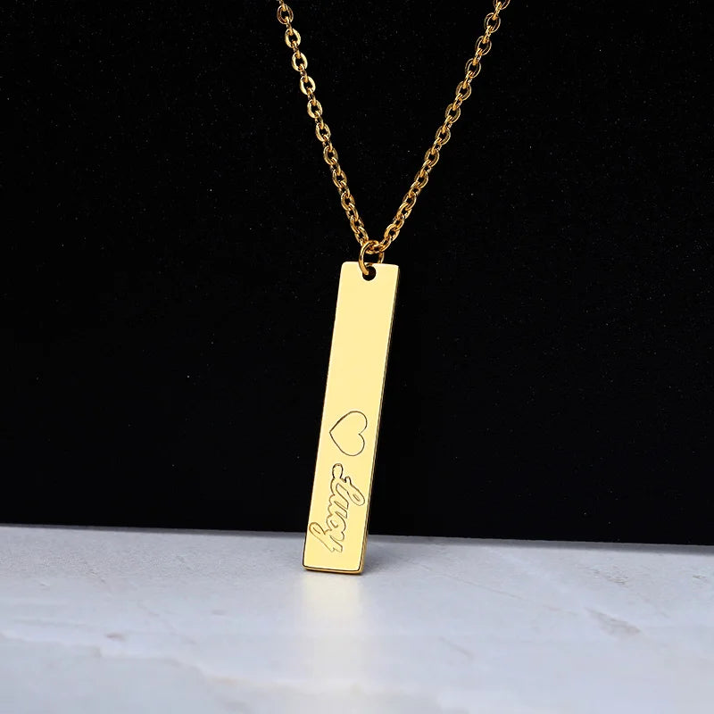 Vertical Bar Couple Necklace Stainless Steel Gift BFF
