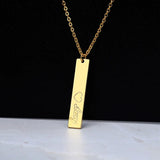 Vertical Bar Couple Necklace Stainless Steel Gift BFF