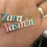Colorful Enamel Name Necklace Women Personalized Nameplate Pendant