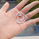 Colorful Photo Necklace with Name Heart Picture Nameplate Pendant