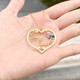 Colorful Photo Necklace with Name Heart Picture Nameplate Pendant
