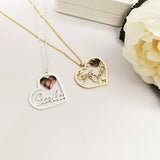 Colorful Photo Necklace with Name Heart Picture Nameplate Pendant