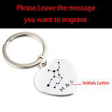 Constellation Heart Couple Key Chain, Custom Initial
