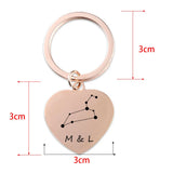 Constellation Heart Couple Key Chain, Custom Initial