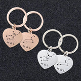 Constellation Heart Couple Key Chain, Custom Initial