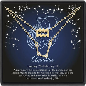 Zodiac Constellation Necklace CZ Astrology Star Choker Birthday