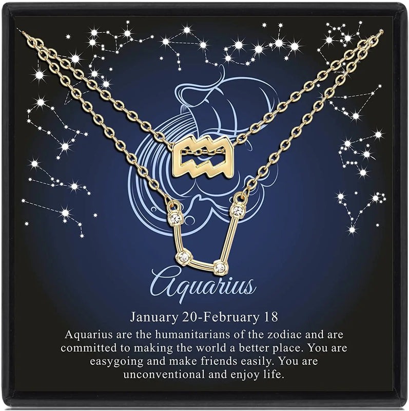 Zodiac Constellation Necklace CZ Astrology Star Choker Birthday