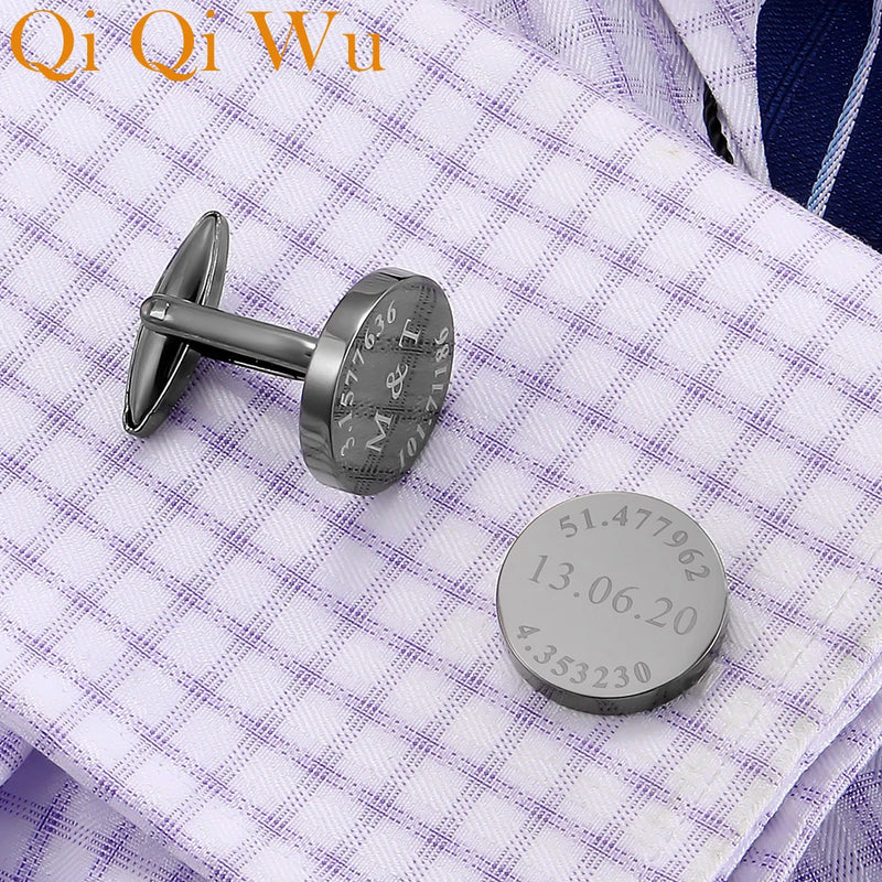 Personalized Mens Cufflinks Engraved Name Initials French Shirt Cufflink