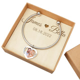 Couple Photo Bangle Name Bracelet Memory Gift Anniversary Name Pendant