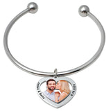 Couple Photo Bangle Name Bracelet Memory Gift Anniversary Name Pendant