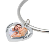 Couple Photo Bangle Name Bracelet Memory Gift Anniversary Name Pendant