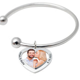 Couple Photo Bangle Name Bracelet Memory Gift Anniversary Name Pendant