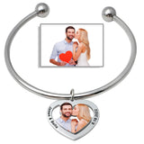 Couple Photo Bangle Name Bracelet Memory Gift Anniversary Name Pendant