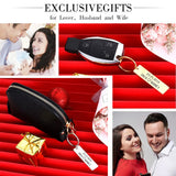 Couple Name Keychain for Women Personalized Stainless Steel Silver Bar Key Ring