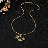 Couple Nameplate Necklace Steel Letter Choker Necklace