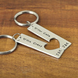 Personalized Couples Keychain Set Heart Keyring Gift for Him Her