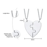 Personalized Couples Necklace Engraved Heart Puzzle Friendship 2Piece