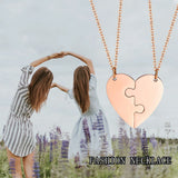 Personalized Couples Necklace Engraved Heart Puzzle Friendship 2Piece