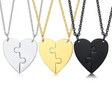 Personalized Couples Necklace Engraved Heart Puzzle Friendship 2Piece