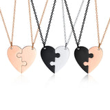 Personalized Couples Necklace Engraved Heart Puzzle Friendship 2Piece