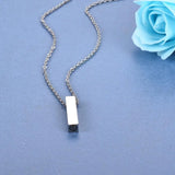 Minimalist Cube Bar Urn Necklace Stainless Steel Pendant