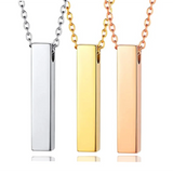 Minimalist Cube Bar Urn Necklace Stainless Steel Pendant