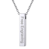 Minimalist Cube Bar Urn Necklace Stainless Steel Pendant