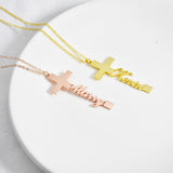 Cross Name Necklace Vertical Choker Women Stainless Steel Personalized Jewelry