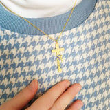 Cross Name Necklace Vertical Choker Women Stainless Steel Personalized Jewelry