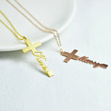 Cross Name Necklace Vertical Choker Women Stainless Steel Personalized Jewelry