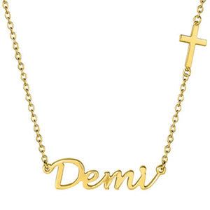 Custom Name Necklace Cross Pendant Vintage Stainless Steel Jewelry