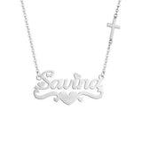 Custom Name Necklace Cross Pendant Vintage Stainless Steel Jewelry