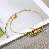 Crown Name Anklets For Women Men Personalized Leg Chain Charms Queen Bracelet