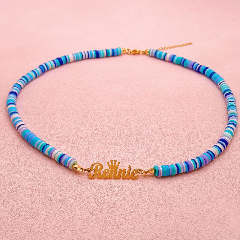 Crown Name Necklace Colorful Beaded Necklace Girls Gift