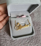 Crown Name Necklace For Girls Women Stainless Steel Nameplate Choker