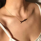 Crown Name Necklace Stainless Steel Chain Cursive Font Nameplate Babygirl Choker