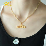 Crown Name Necklace Personalized Nameplate Stainless Steel Pendant