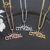 Crown Name Necklace Personalized Nameplate Stainless Steel Pendant