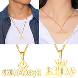 Crown Name Necklace Initial Pendant Old English Choker Necklace
