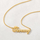 Crown Name Pendant Necklace Nameplate for Women Kids Stainless Steel Chain