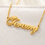 Crown Name Pendant Necklace Nameplate for Women Kids Stainless Steel Chain