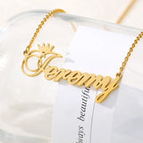 Crown Name Pendant Necklace Nameplate for Women Kids Stainless Steel Chain