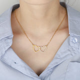 Crystal Double-heart Necklace - Stainless Steel Pendant Jewelry