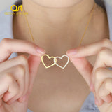 Crystal Double-heart Necklace - Stainless Steel Pendant Jewelry